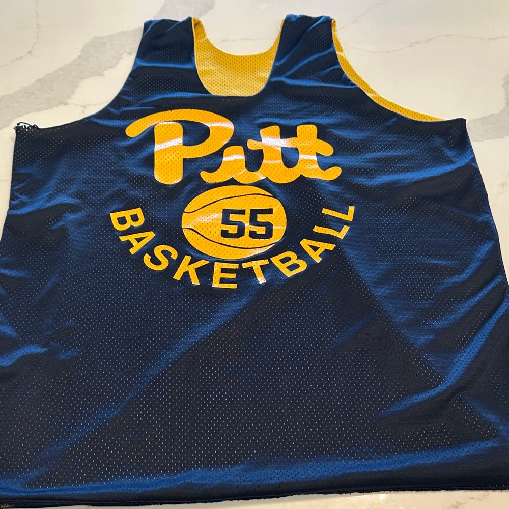 VINTAGE PITT Team Issued BASKETBALL Practice JERSEY Blue & Gold Champion Sz XL